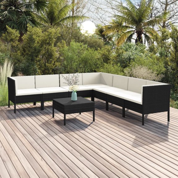 vidaXL Garden Lounge Set Black, Cream White