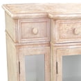 thumbnail image 3 of 4 Door Wood and Glass Storage Cabinet with 3 Drawers, Beige and Clear- Saltoro Sherpi, 3 of 5