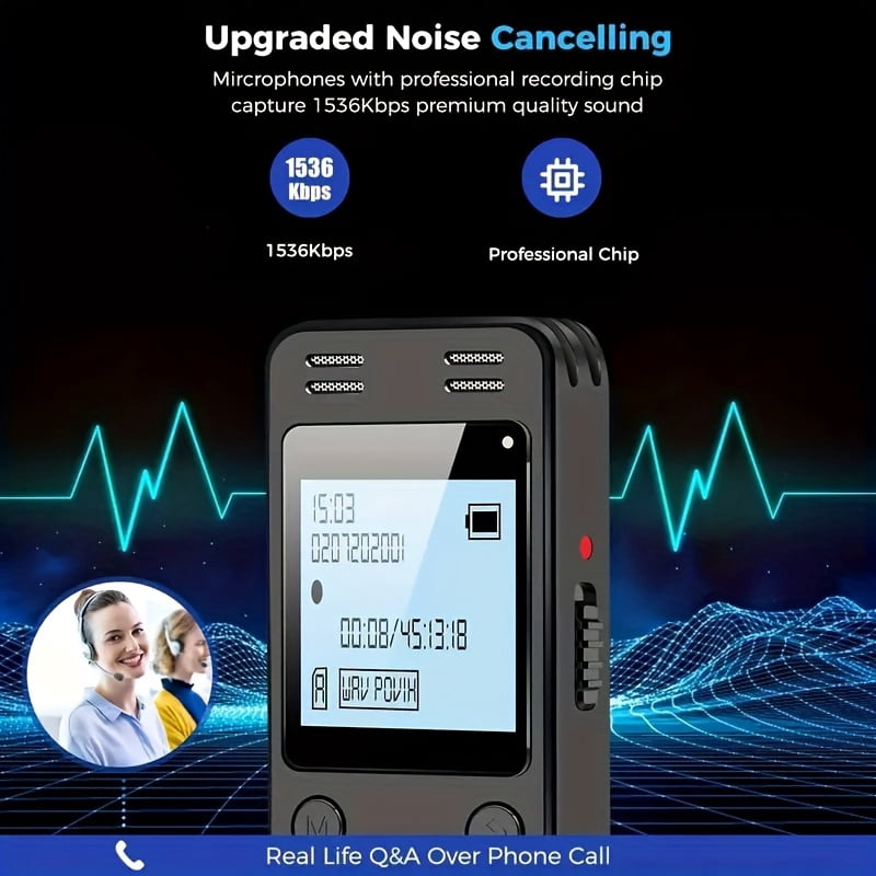 64GB Digital Voice Recorder for Lectures Meetings - 4648 Hours Voice Activated Recording Device Audio Recorder with Playback, Password