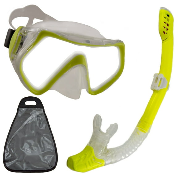 Youth Anti-Fog Diving Mask and Snorkel with Anti-Splash Guard (Yellow) Case