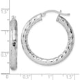 thumbnail image 4 of Sterling Silver Rhodium-Plated Textured 4X30mm Hoop Earrings (32 X 32) Made In Mexico qe11511, 4 of 5