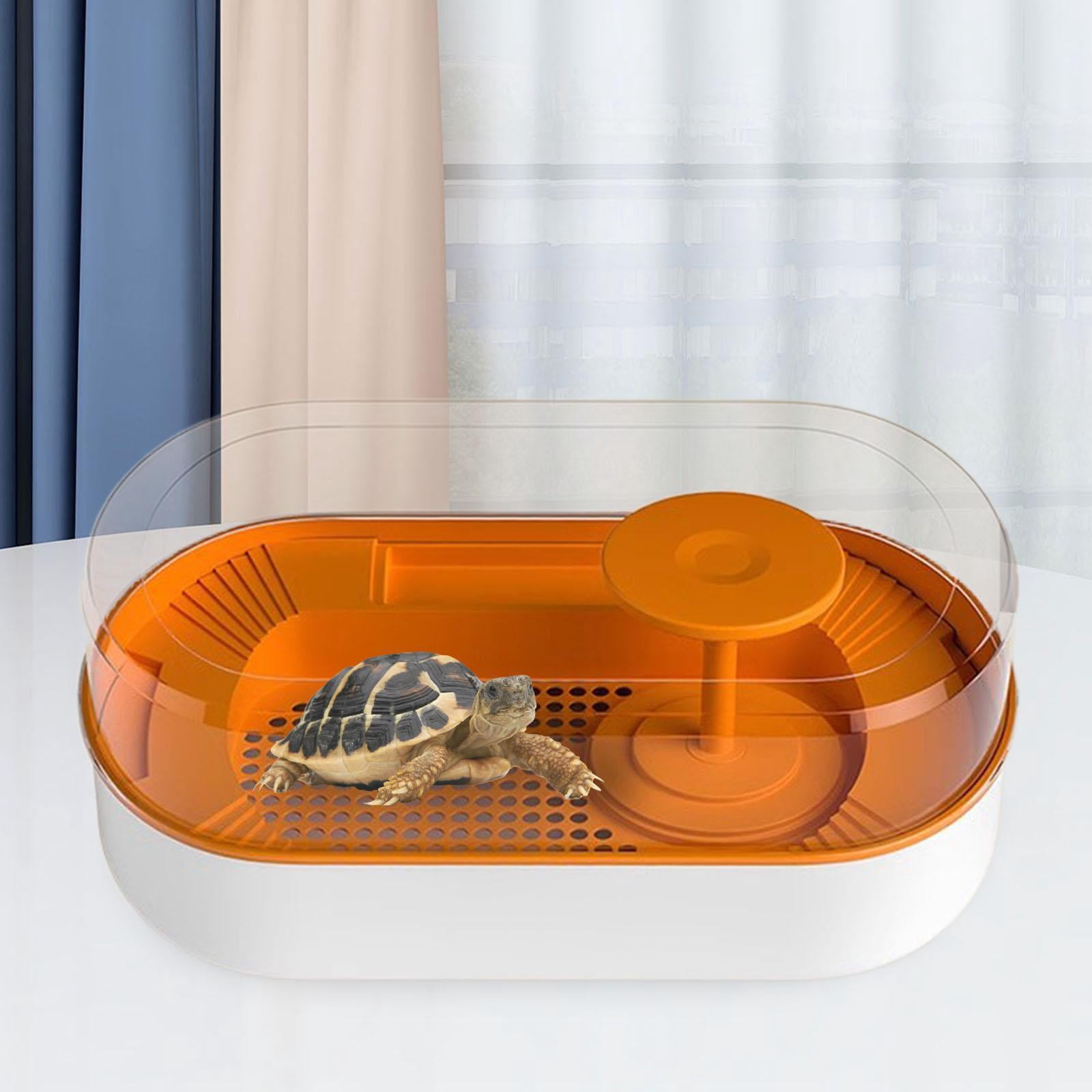 Fzaqwen Reptile Habitats Turtle Tank Terrapin Feeding Box Frog Terrapin Lake Pet Turtle orange