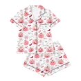 thumbnail image 5 of CHENge Women's Satin Silk Pajamas Short Sleeve Button Up Pjs Lounge Sets, 5 of 8