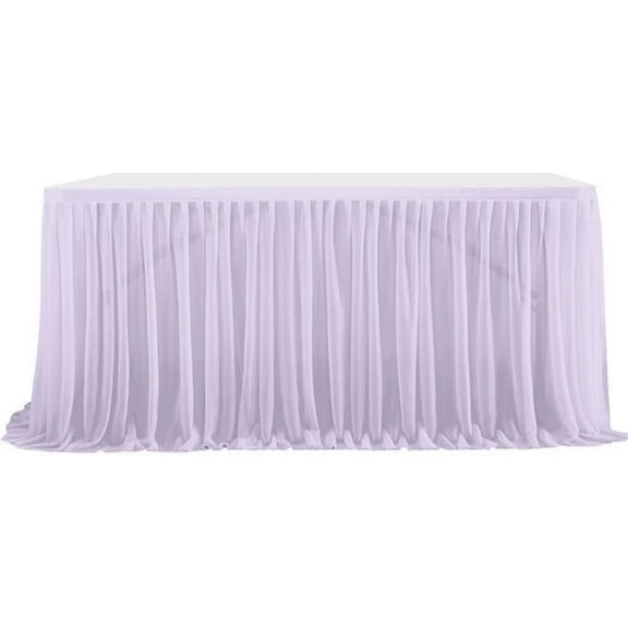 6FT Table Skirt Tulle Purple Table Skirt Desk Skirts Birthday Display Dessert Table Cover Wedding Tablecloth with Adhesive Tape for Princess Birthday Party Decorations Photography Props Orchid