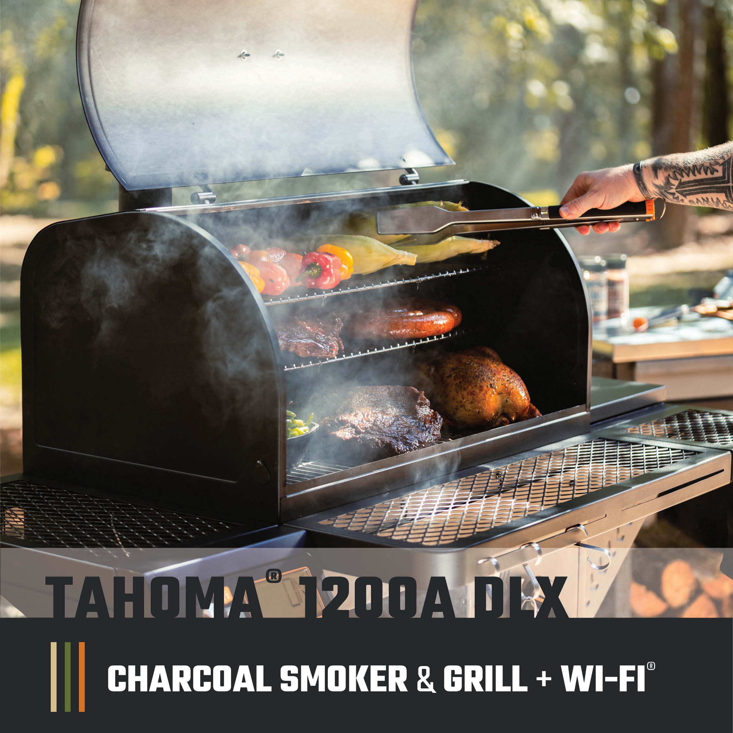 Oklahoma Joe's® Tahoma® 1200A DLX Auto-Feed Charcoal Smoker & Grill + Wi-Fi®