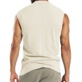 thumbnail image 5 of Abtuhar Men Summer Tops Short Sleeve Solid Round Neck Button Sleeveless Tank, 5 of 5