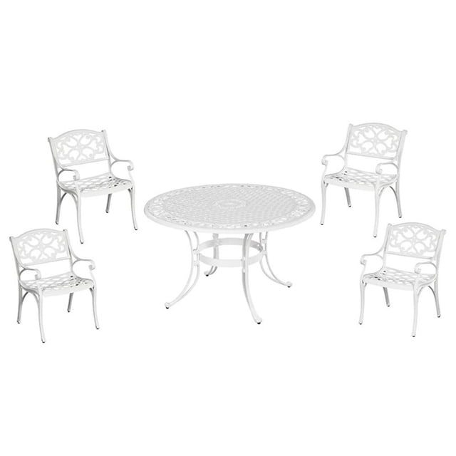 Homestyles Sanibel Aluminum 5 Piece Outdoor Dining Set in White