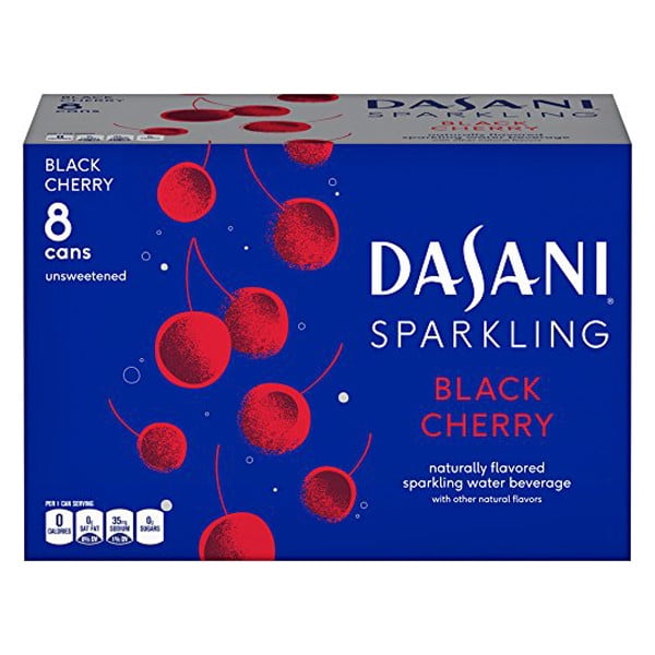 Dasani Black Cherry Sparkling water 12 oz Slim Cans Pack of 8