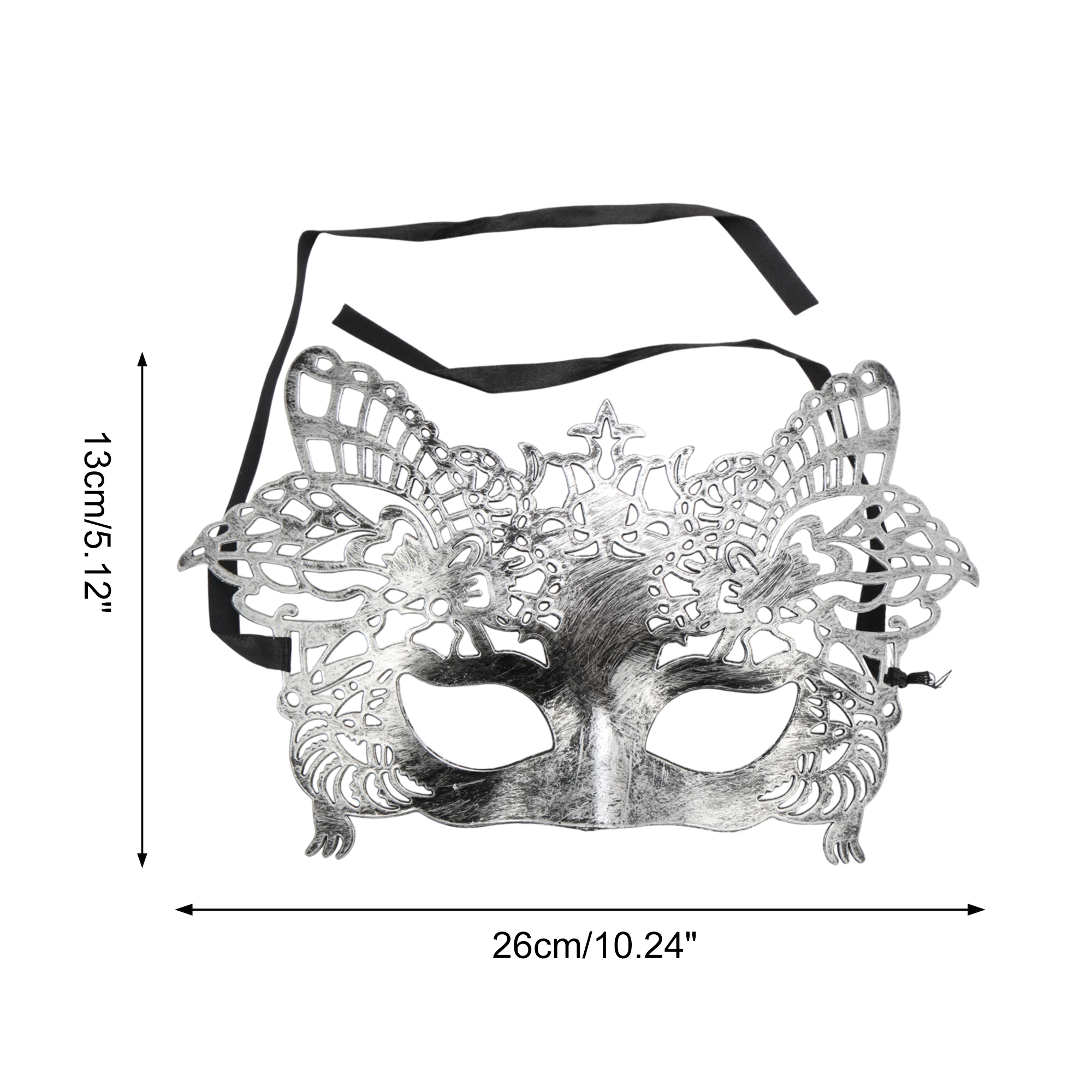 Unique Bargains Elegant Half Face Party Mask 1 Pcs Silver Pattern 6