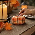 thumbnail image 3 of Fall Orange Plaid Fabric Pumpkin Decor, Stuffed Soft Check Pumpkin Ornament, Harvest Thanksgiving Tabletop Centerpiece for Autumn Farmhouse Home Decoration, 3 of 3