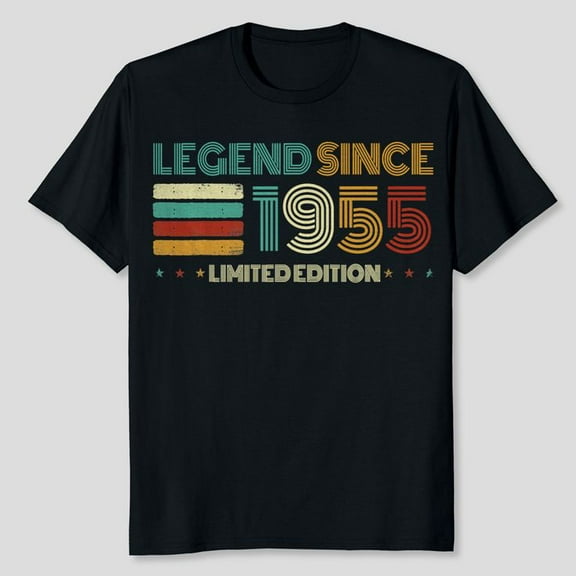 70 Years Old Legend Since 1955 70th Birthday T-Shirt, Men's And Women's Graphic Tee 100% Cotton by TBun, Full Sizes S-5XL