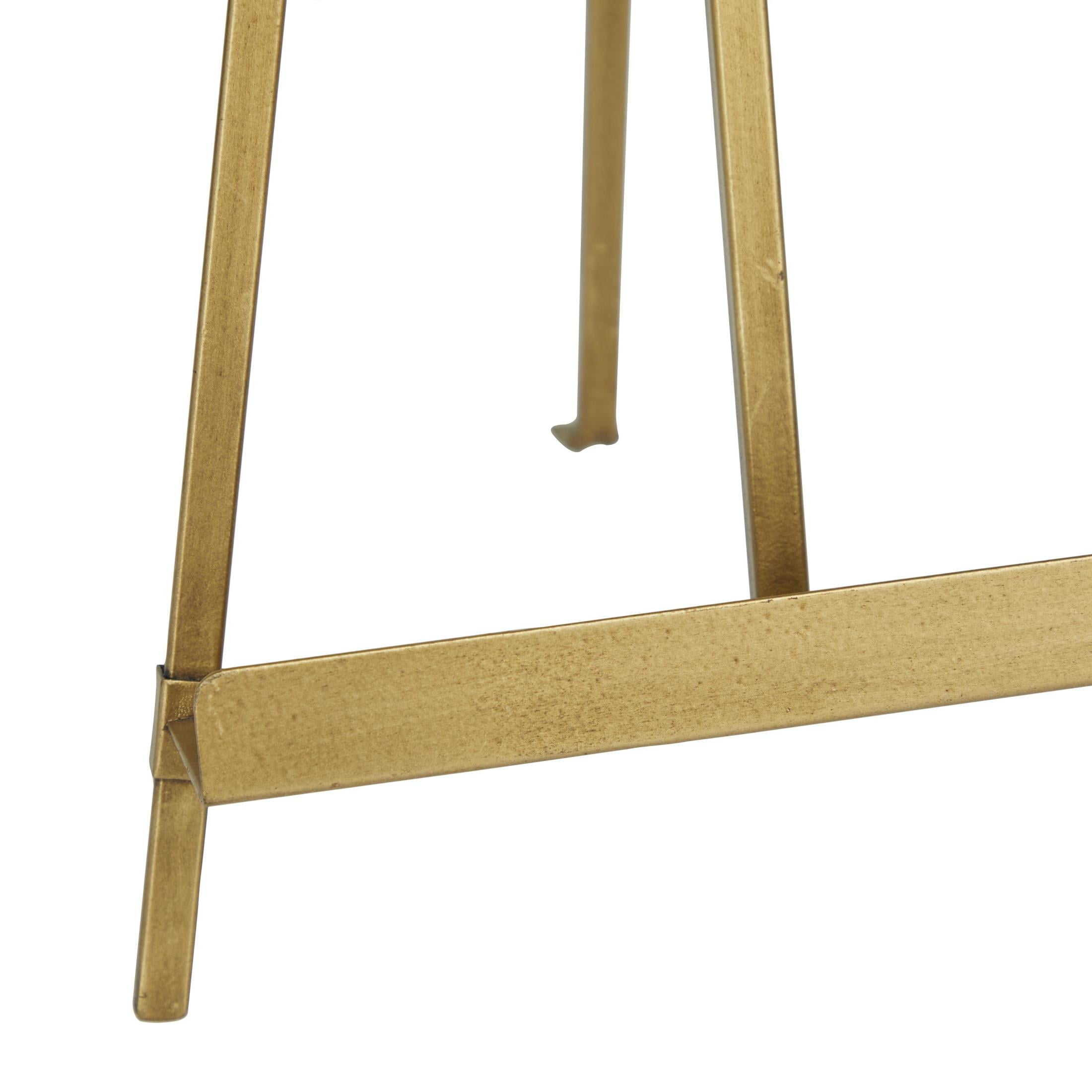 DecMode 13", 11"H Gold Metal Tabletop Triangle Easel with Foldable Stand, 2-Pieces