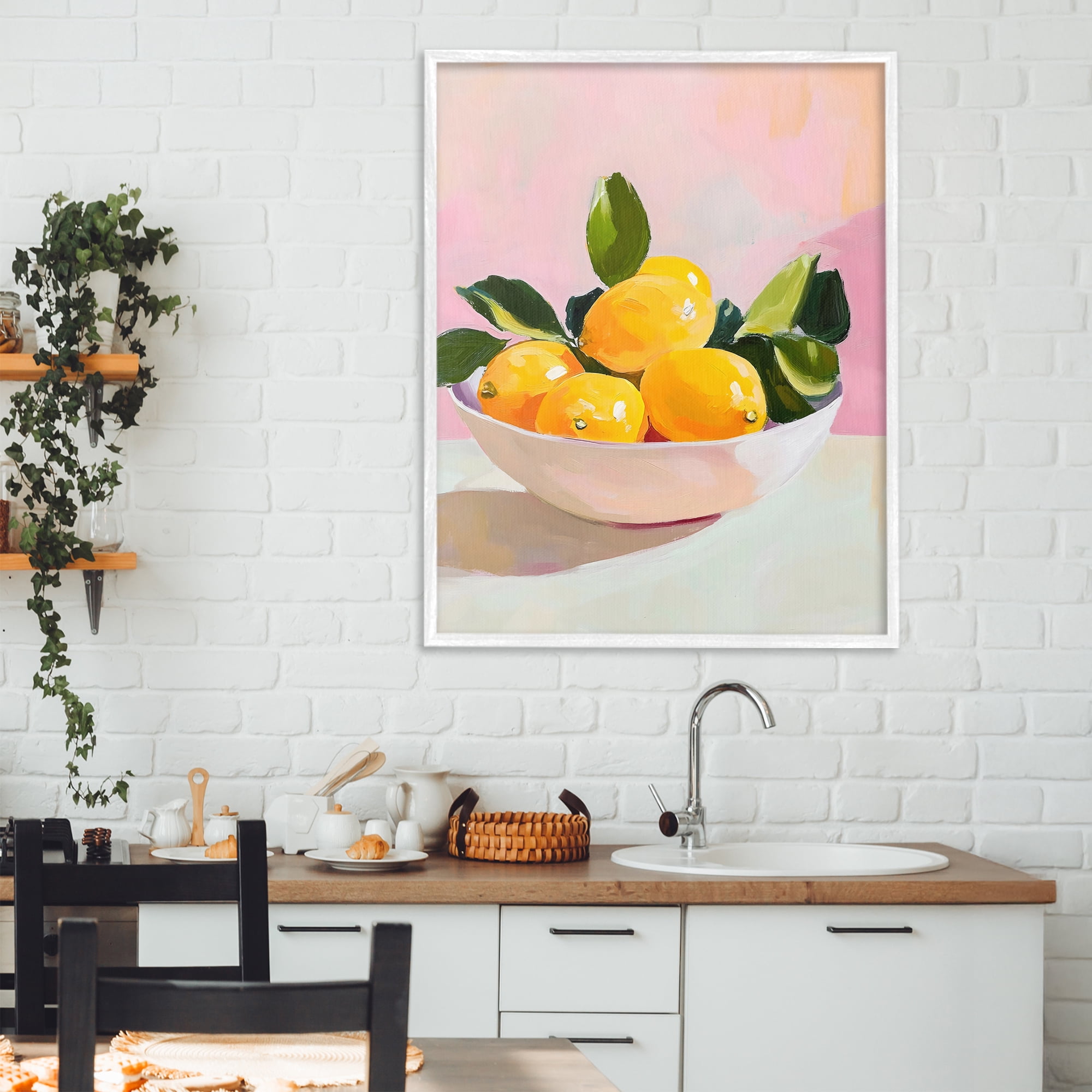 Stupell Industries Bowl of Lemons in Sunlight White Framed Giclee Art, design by The Prints Vibe