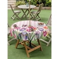 thumbnail image 4 of Outdoor Tablecloths with Umbrella Hole & Zipper, Tulips Spring Floral Round Tablecloths 60 Inch, Pink Plaid Flowers Butterfly Pastoral Waterproof Table Cloth, Patio/Pool/Picnic Table Covers, 4 of 8