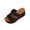 Black, variant on DeHolifer Womens Sandals Plus Size Wedge Comfortable Open Toe Slip On Flat Slides Casual Summer Sandals