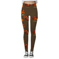 thumbnail image 4 of XJDJHC Leggings For Women Thanksgiving Turkey Pumpkin Print Gym Tights Holiday Athletic Running Yoga Pants, 4 of 5