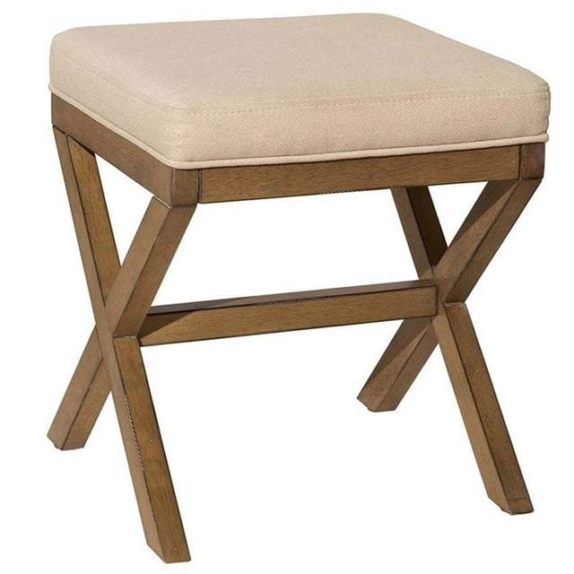 Bowery Hill Wood Driftwood Vanity Stool Rectangular Swivel 18.5" Unassembled