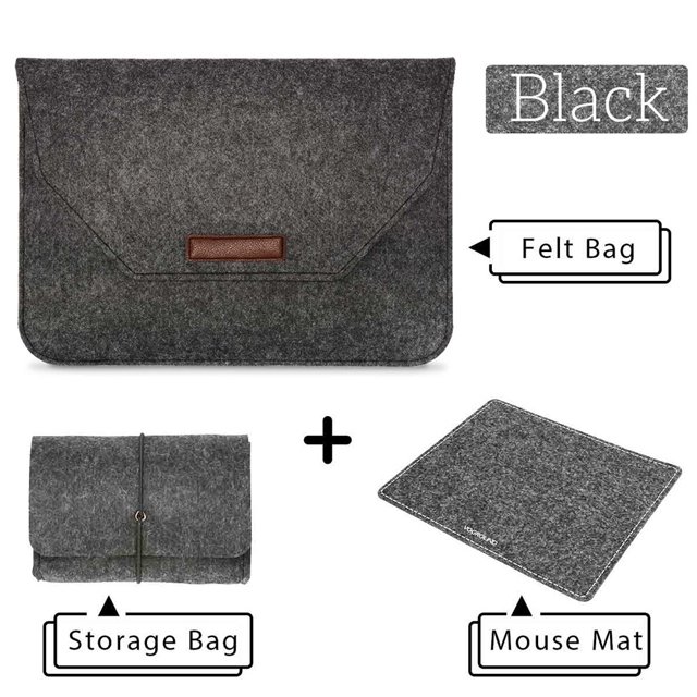 Funda de fieltro de lana para ordenador portátil, funda de 11, 12, 13 y 15 pulgadas para Macbook Air Pro, MateBook con alfombrilla de ratón o Power Mini-Pack de regalo Fivean unisex