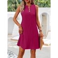 thumbnail image 4 of Women Casual A-Line Dress 2025 Sleeveless V Neck Pleated Sundress Loose Tank Dresses Rose Red L, 4 of 9