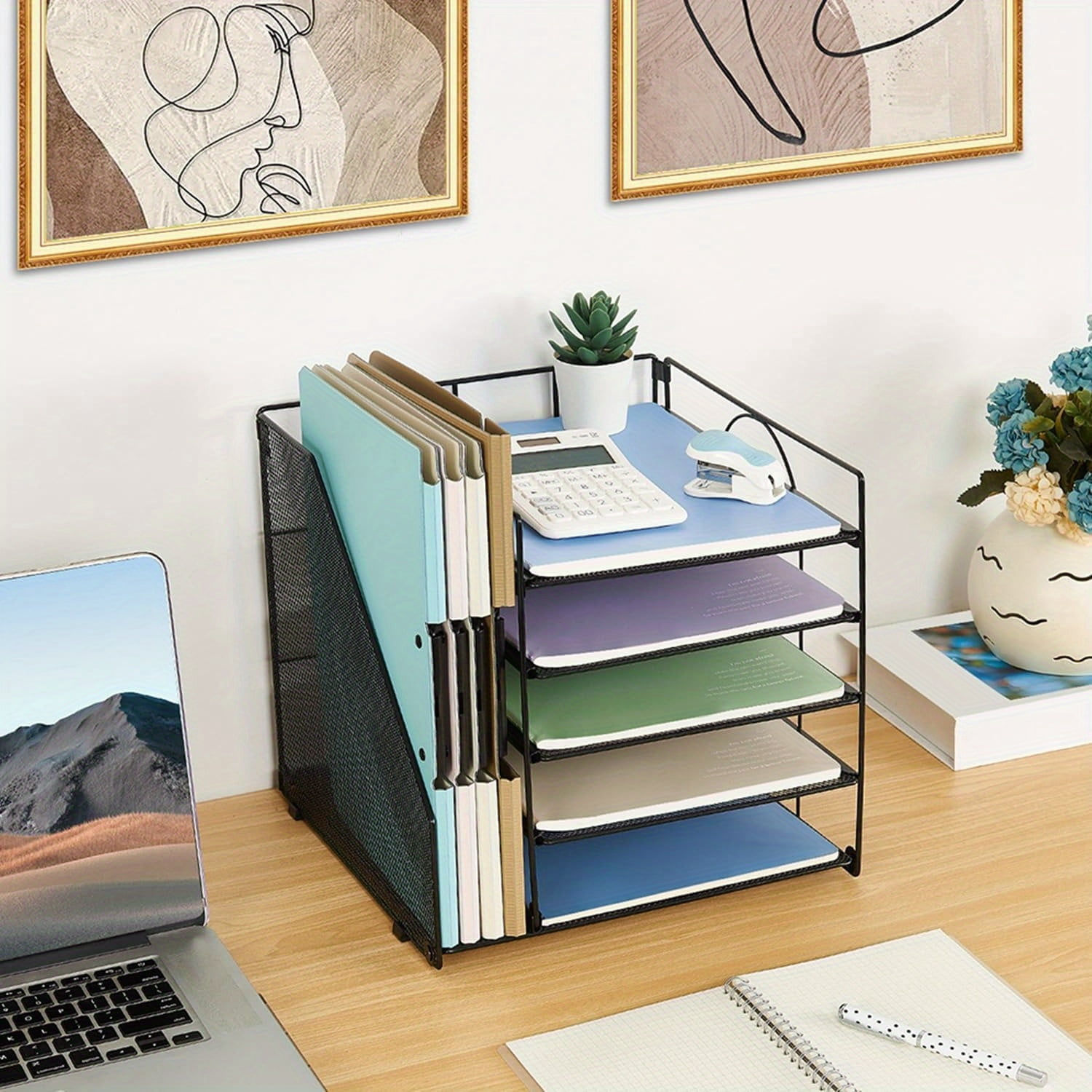 INTIGE 5-Tier Desk Organizer with File Holder, Paper Organizer with Letter Tray