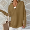 thumbnail image 3 of Jersey de punto con media cremallera para mujer con orificio para el pulgar Suéteres de moda para otoño prendas de vestir, 3 of 7