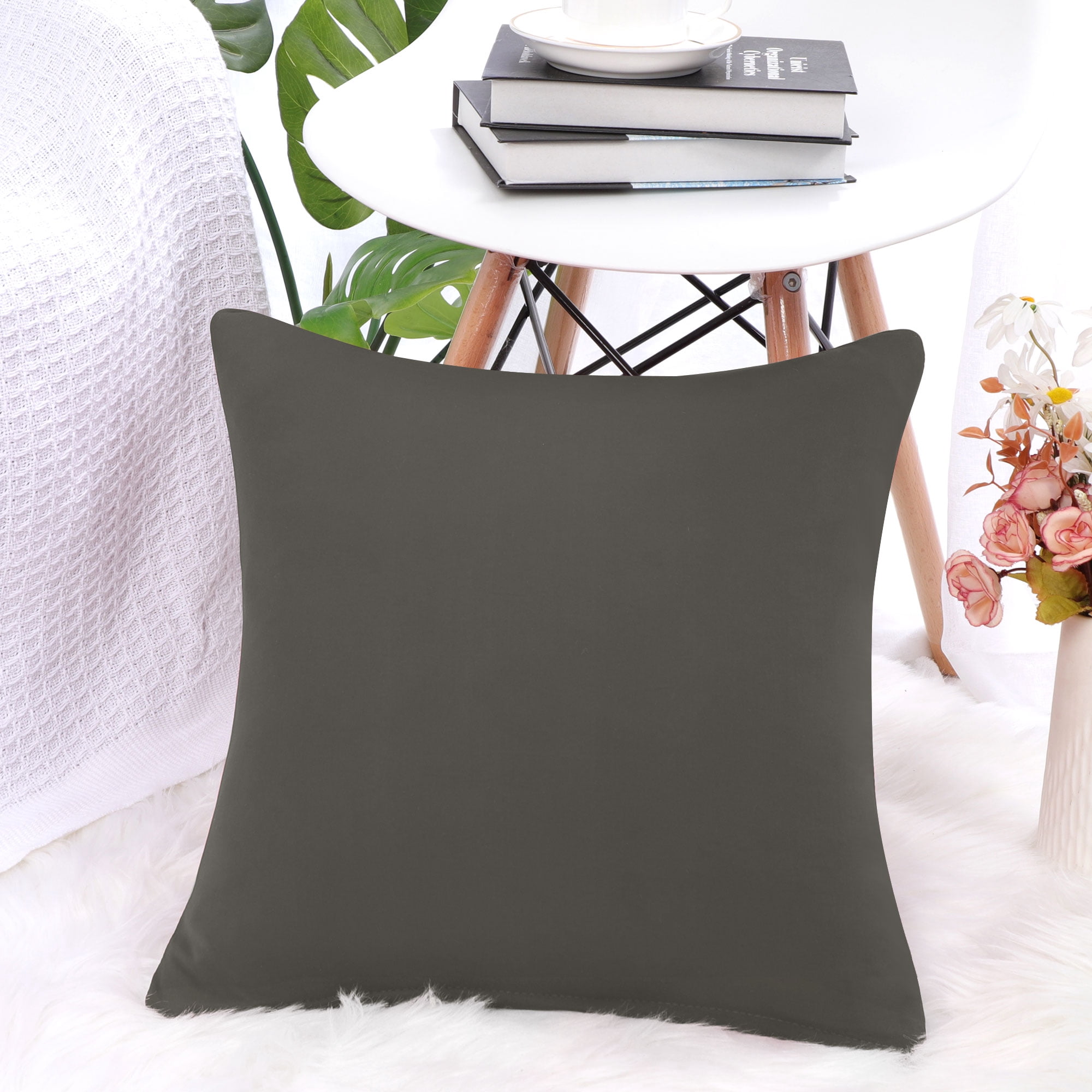 Unique Bargains Solid Decorative Throw Pillow Cover 18" x 18" Gray