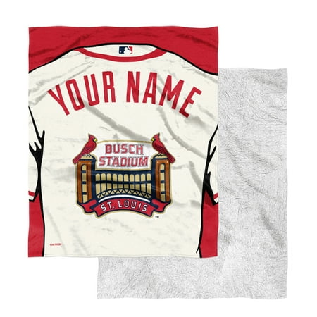 Busch Stadium Limited Edition Personalized Silk Touch Sherpa Throw Blanket