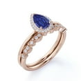 thumbnail image 3 of JeenMata 2 ct Pear Shaped Lab Created Blue Sapphire and Infinity - Halo Wedding Ring Set for Women in 18K Rose Gold over Silver, 3 of 6