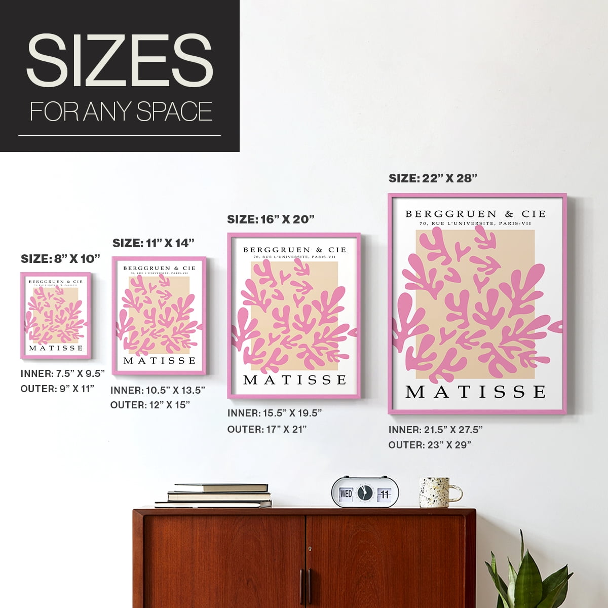 Matisse CCCXXXII in Pink Solid Wood 8 x 10 Framed Print