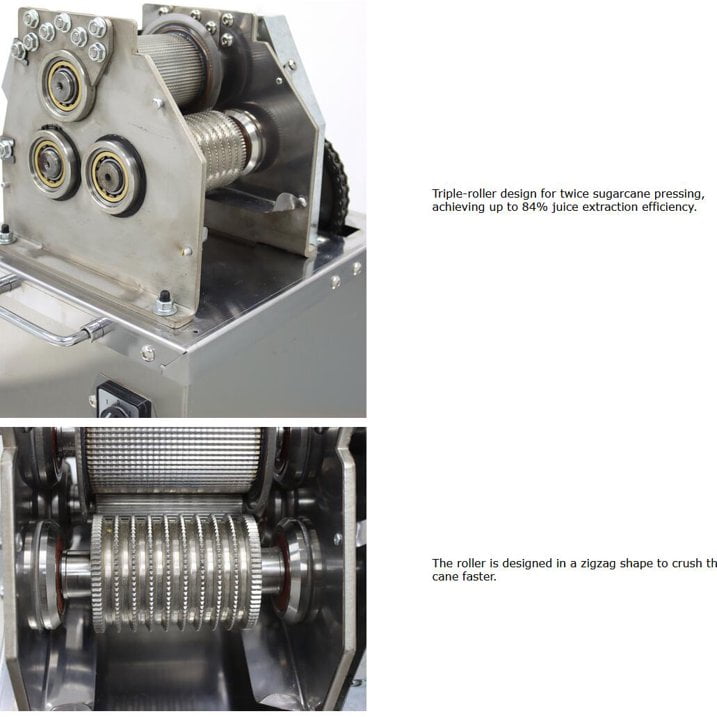 High Juicing Rate Electric Sugar Cane Ginger Press Juicer 3-Rollers Sugarcane Press 300kg/h