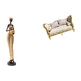 thumbnail image 1 of Figura escultórica de una mujer tribal africana con un sofá de madera en miniatura. Mueble de simulación artesanal para dormitorio, mesa y decoración, 1 of 8