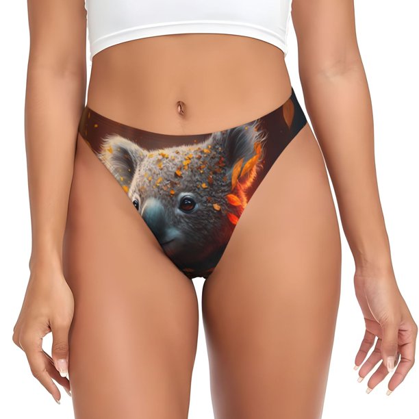 Fotbe Cute Maple Leaf Koala Tanga Sin Costuras para Mujer con Estampado – Panties Invisibles, Transpirables y Cómodos para Uso Diario-4X-Large