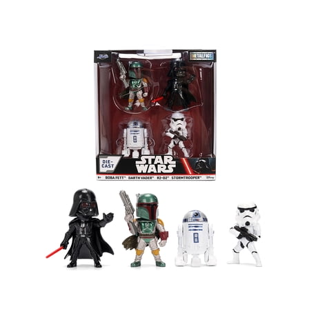 Set of 4 Diecast Figures "Star Wars" Movie Franchise "Metalfigs" Series Diecast Models by Jada