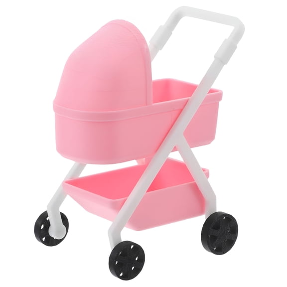 BESTSKY 1/12 Miniature Doll Stroller, Realistic Baby Carriage for Dollhouse Decoration