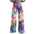 thumbnail image 2 of ClodeEU Women's High Waisted Wide Leg Jeans,Flower Printed Baggy Jeans ,Loose Boyfriend Denim Pants Purple,Womens Plus XL, 2 of 6