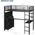 thumbnail image 2 of Loft Bed Twin Size with Desk, 4 Large Fabric Drawers and 2 Storage Shelves, Heavy Duty Metal Loft Bed with LED Lights & Charging Sation, Safety Guard & Ladder, No Box Spring Needed, Black, 2 of 7