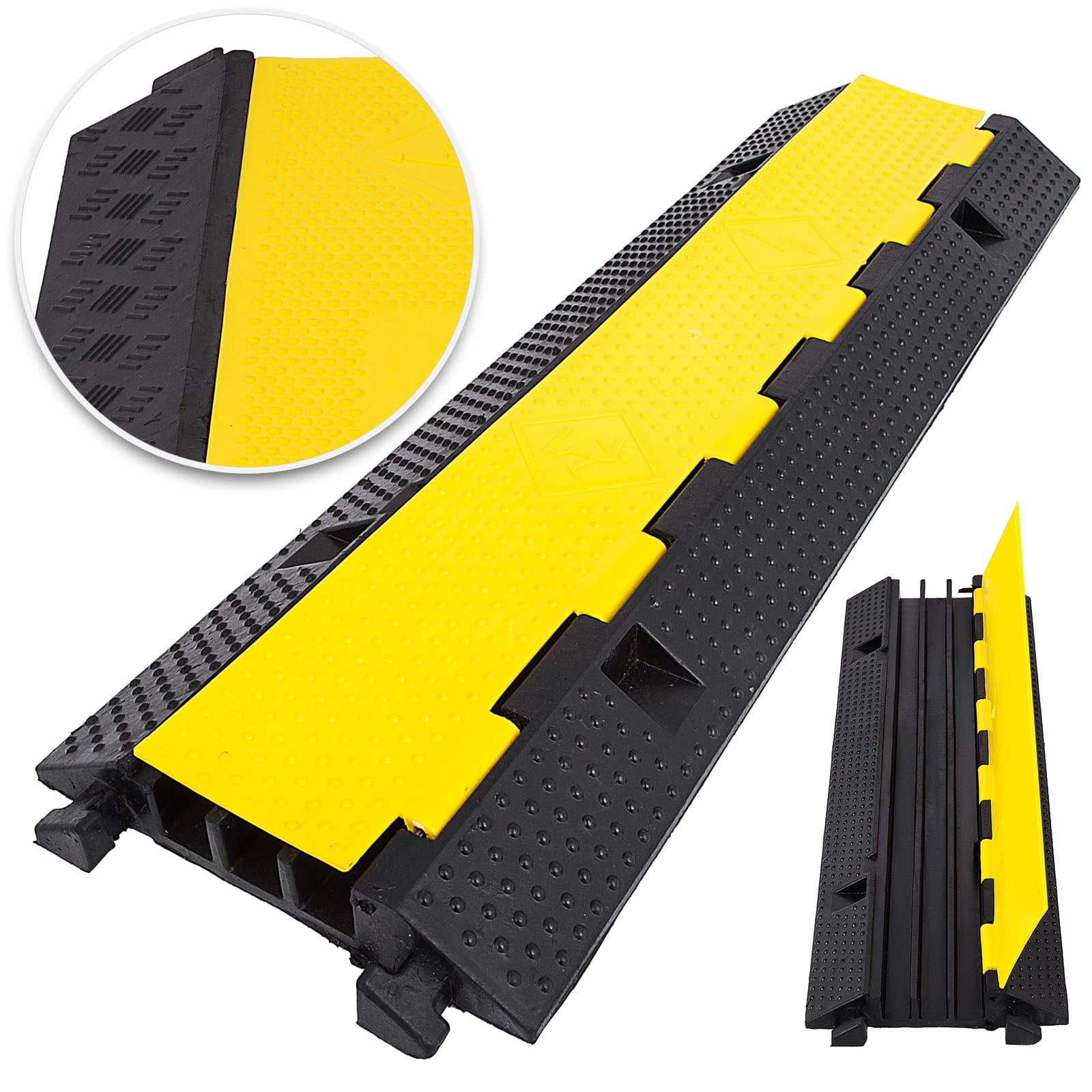 VEVOR 3 Channel Rubber Cable Protector Ramp 1.2 x 1.2 Inch Channel