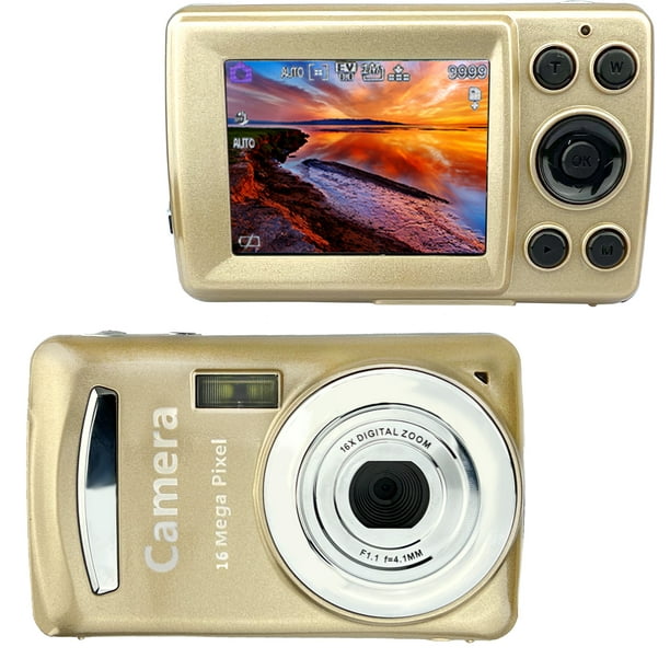 Acuvar 16MP Megapixel Compact Digital Photo and Video Camera with 2.4" LCD Screen, Input and USB Media (Gold) - Walmart.com