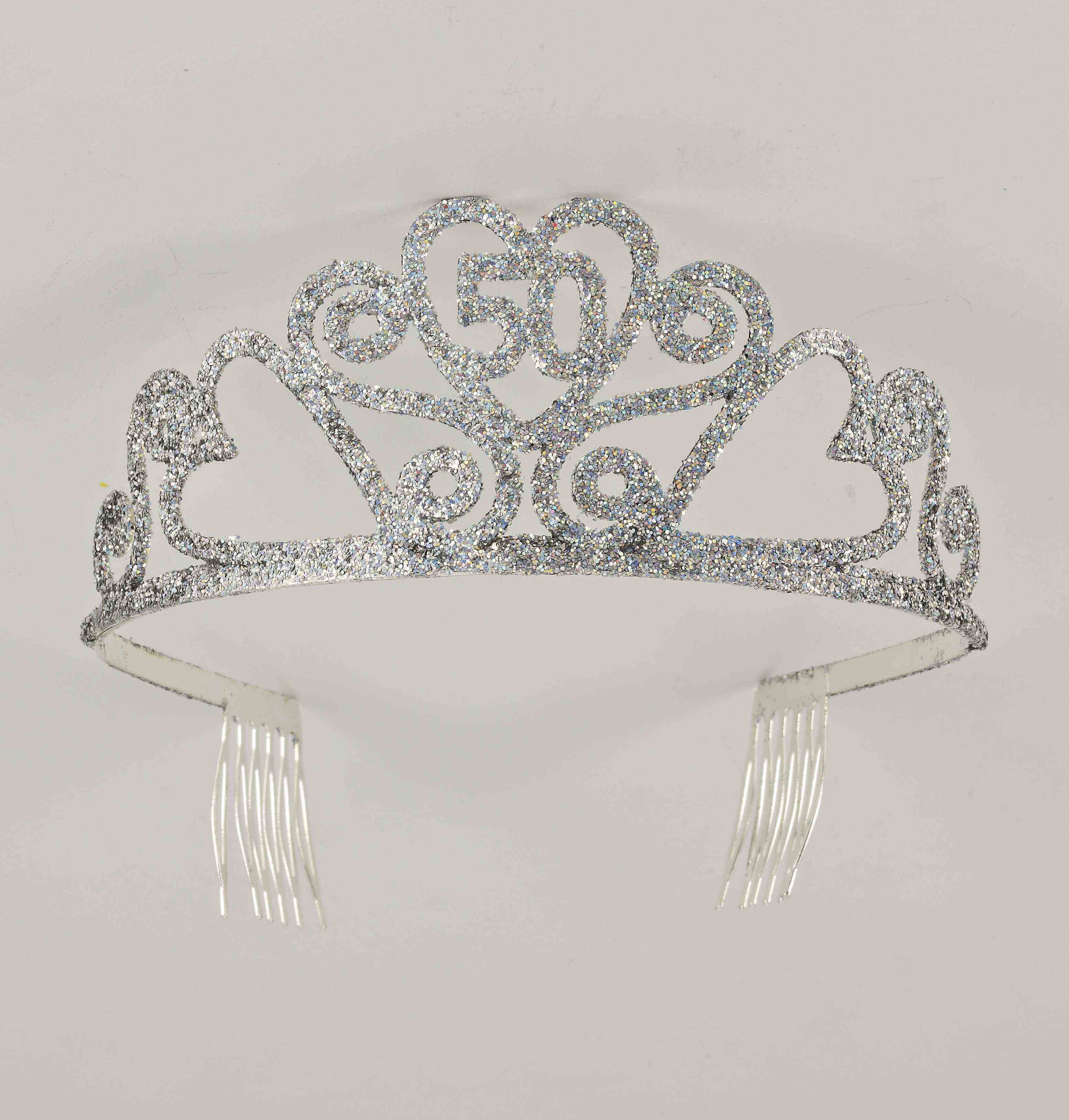 50 Year Birthday Princess Tiara Crown Party Princess Metal Silver Tiara