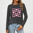 thumbnail image 4 of Womens Valentine Day Shirts Casual Heart Long Sleeve Going Out Tops Pullover Loose Spring Holiday Valentines Outfits, 3XL Dark Gray, 4 of 4