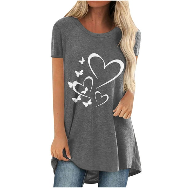Tops Para Mujer Elegantes Blusas Casuales Camisas Estampado de Moda Manga Corta Camiseta Suelta Blusa Tipo Túnica Odeerbi ODB156100