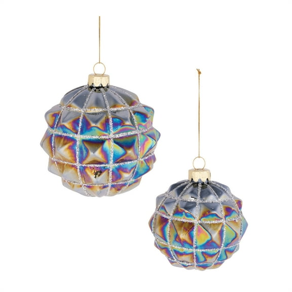 Melrose Iridescent Textured Glass Ornament Set of 6
