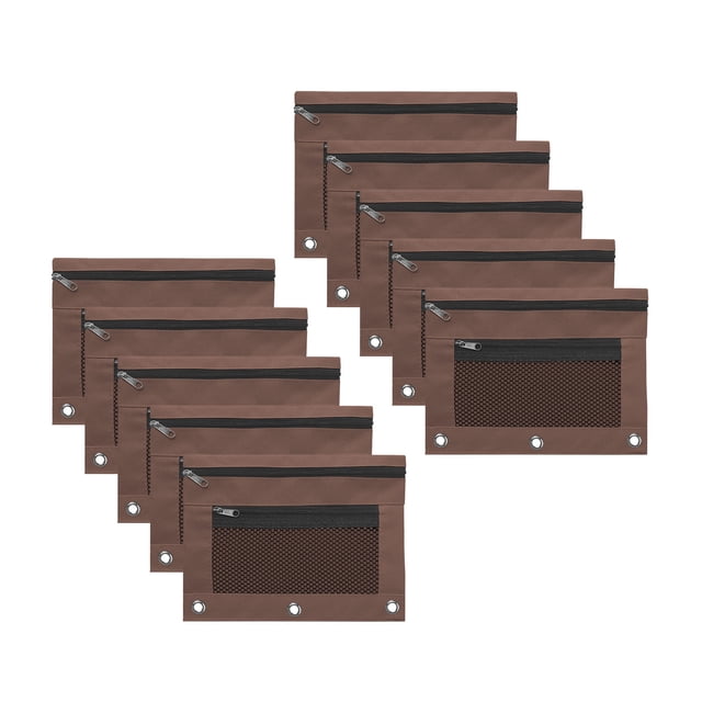 10pc Cloth Eyelet Binder B5 Office Storage File Bag With Three Holes And Zipper Pen Bag