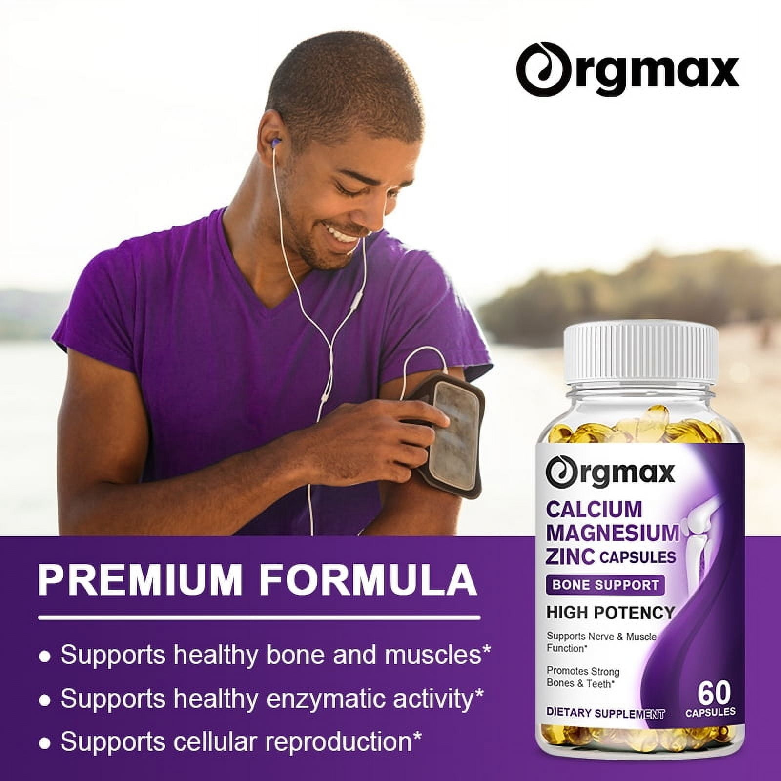 (2 PACK) Calcium Magnesium Zinc Capsules with Vitamin D3 Supplement - 240 Capsules
