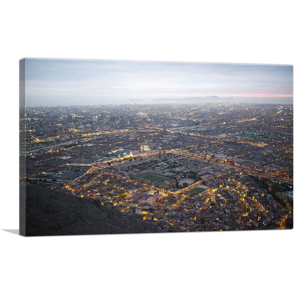 ARTCANVAS Lima Peru Skyline Canvas Art Print - Size: 12" x 8" (0.75" Deep)
