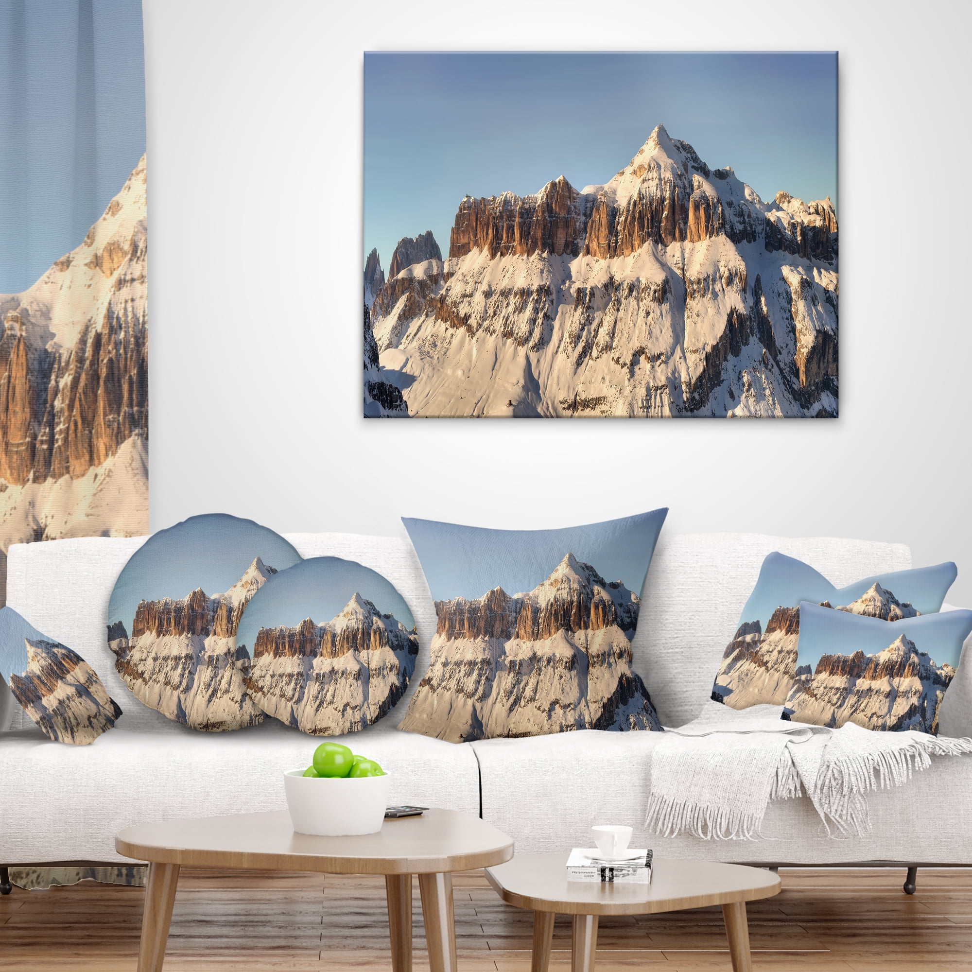 Designart Overcast Sky over Italian Alps - Landscape Printed Throw Pillow - 12x20