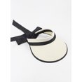 thumbnail image 4 of Sombrero de visera para mujer Sombrero de paja con lazo de ala ancha ajustable Sombrero de playa MABOTO Blanco, 4 of 7