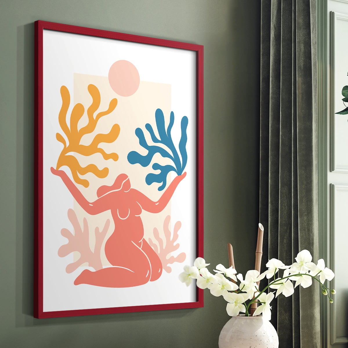Matisse CDL in Red Solid Wood Framed Print No Nail Hanging