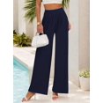 thumbnail image 3 of SANOPY Womens Casual Wide Leg Pants Loose Summer Fall Clothes Pleated Elastic Waist Loose Palazzo Knit Trousers with Pockets, 3 of 5