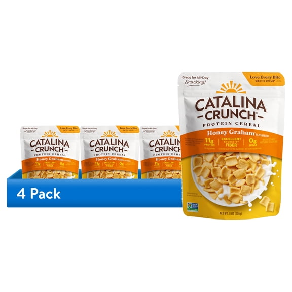 (4 pack) Catalina Crunch Protein Cereal, Honey Graham 9 oz